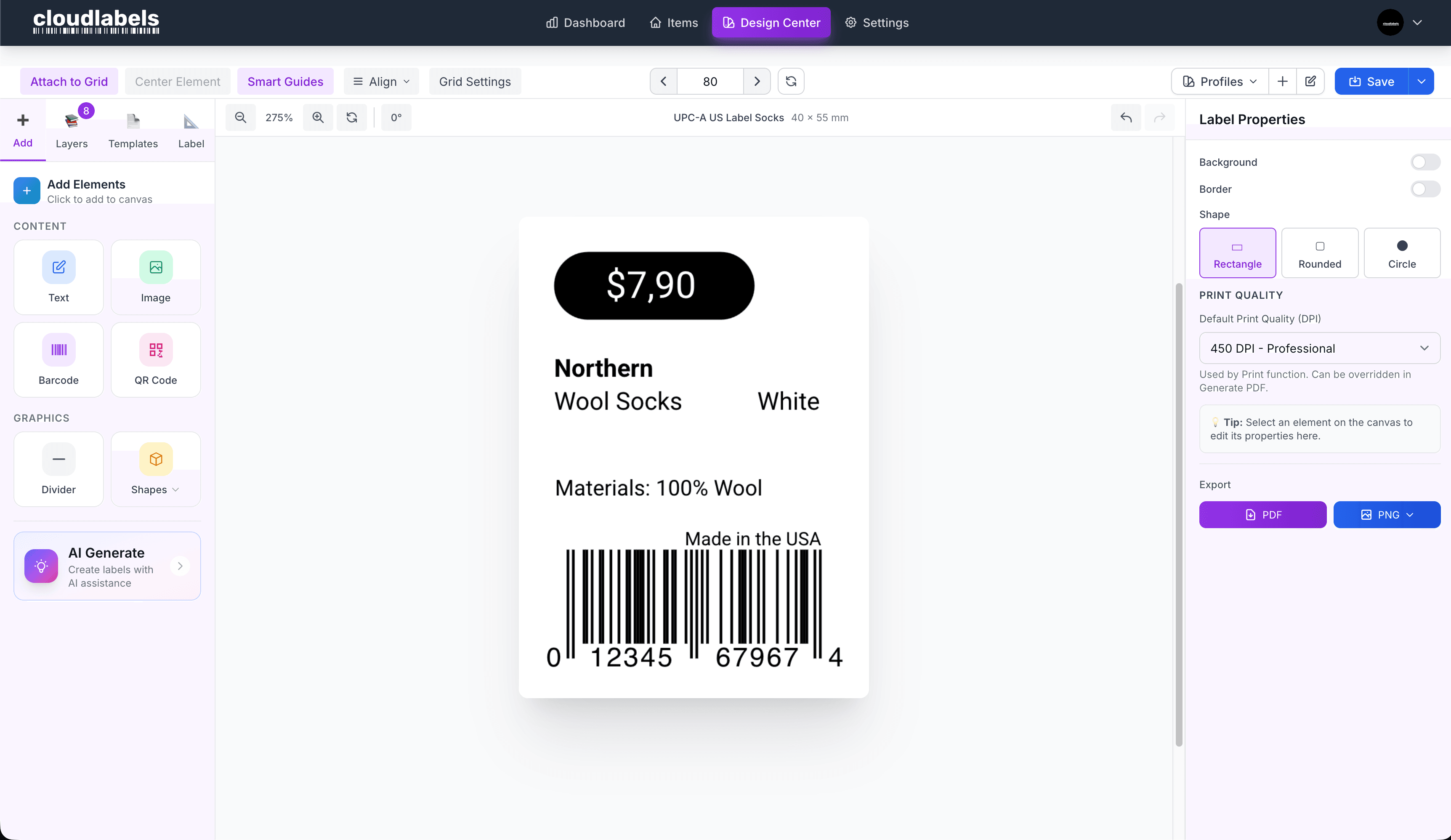 Cloudlabels label software for small manufacturers — design and batch print in the browser