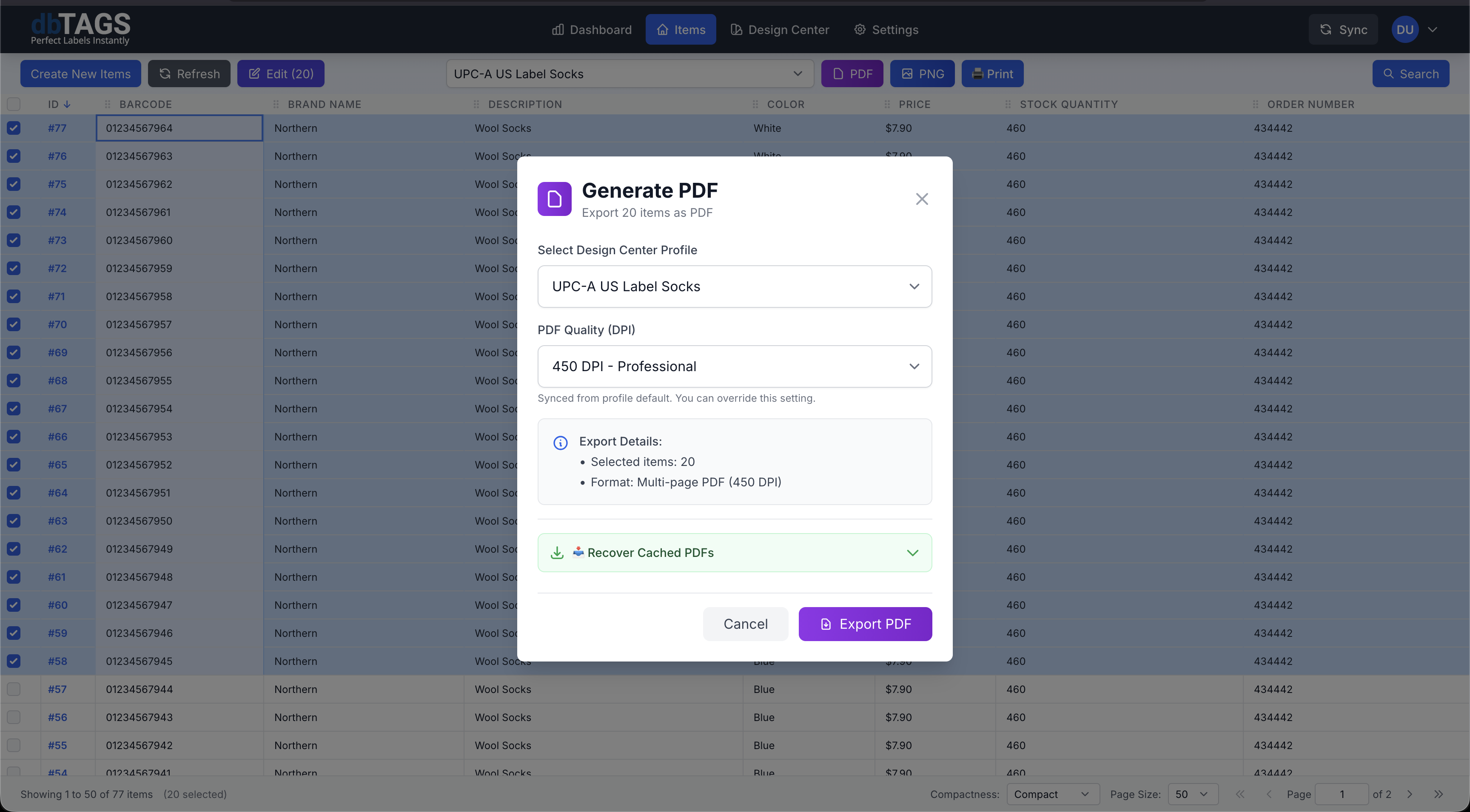 dbTAGS Item Table - Import and manage your inventory data